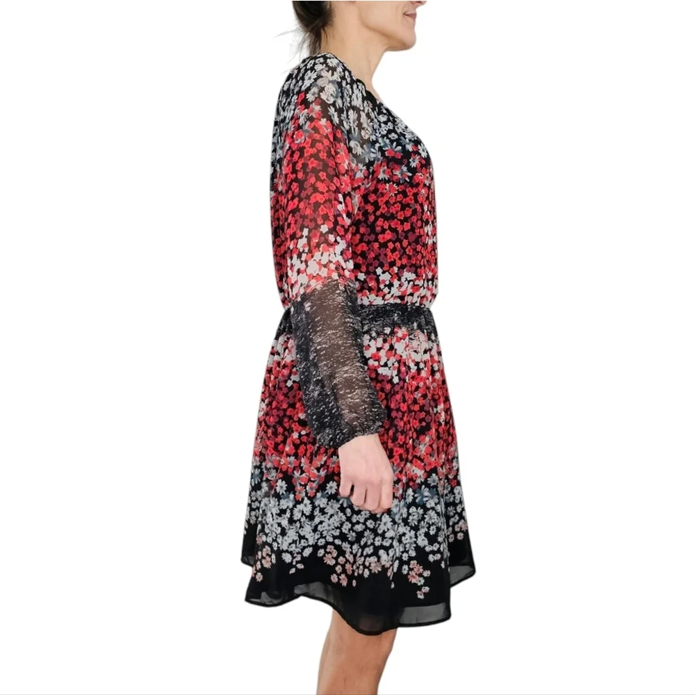 Nine West Floral Dress Black and Red Size 12 - Picture 10 of 11